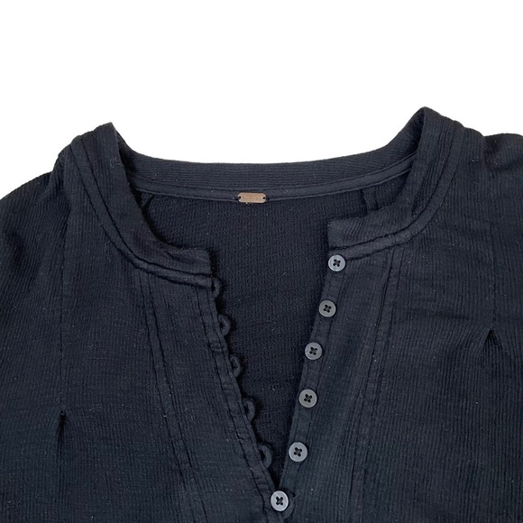 Free People Your Girl Henley Tunic Ruffle Black Small - Picture 9 of 16